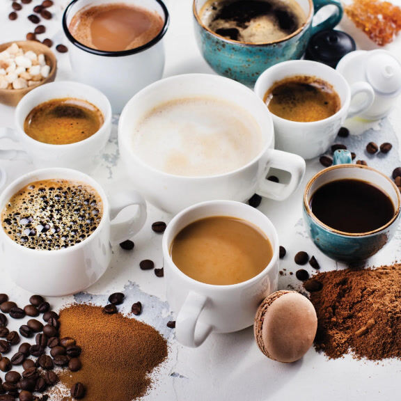 Cup of espresso and beans
